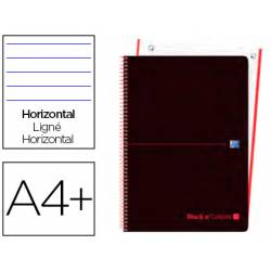 Cuaderno Oxford Ebook 1 DIN A4+ Negro y Rojo 80 hojas Tapa Plastico Rayado Horizontal