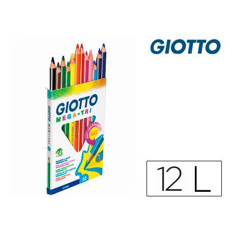 Lapices de colores Giotto mega triangulares caja 12 unidades mina gruesa