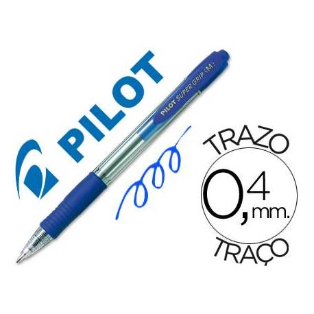 Boligrafo Pilot Super Grip azul 0,4 mm