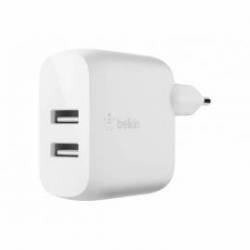 CARGADOR DOMESTICO BELKIN WCB002VFWH DOBLE USB-A BOOST CHARGE 12WX2 COLOR BLANCO