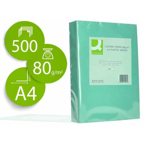 Papel color Q-connect tamaño A4 80g/m2 pack 500 hojas Verde