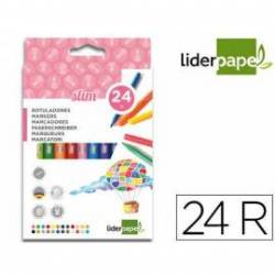 Rotuladores Liderpapel fino lavable caja de 24 colores