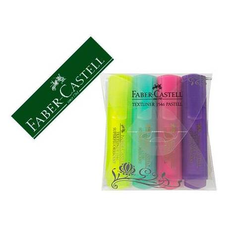 Rotulador Faber Castell fluorescente 1546 pastel estuche 4 unidades colores surtidos
