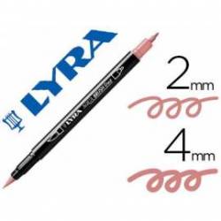 Rotulador Lyra aqua brush acuarelable doble punta fina y pincel rosa carmin