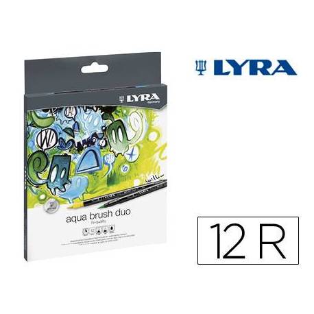 Rotulador Lyra Duo Aqua Brush Art Pen doble punta fina y pincel caja 12 unidades