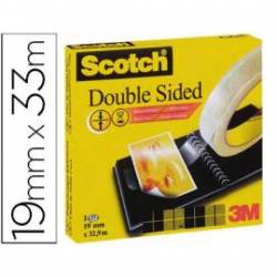 Cinta adhesiva marca Scotch doble cara 33 mt x 19 mm