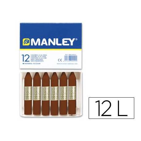 Lapices cera blanda Manley caja 12 unidades pardo
