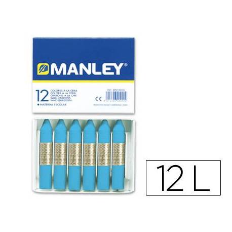 Lapices cera blanda Manley caja 12 unidades azul celeste