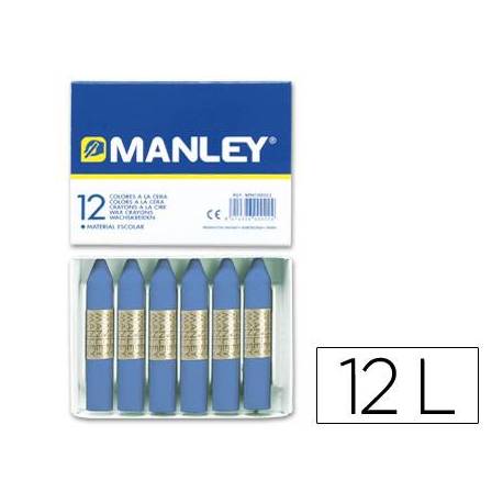 Lapices cera blanda Manley caja 12 unidades azul ultramar