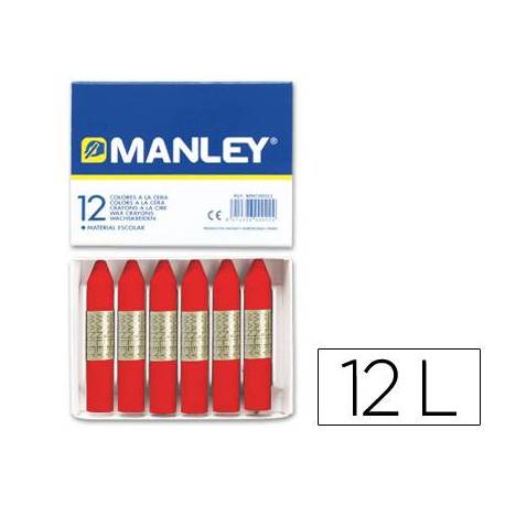 Lapices cera blanda Manley caja 12 unidades rojo escarlata
