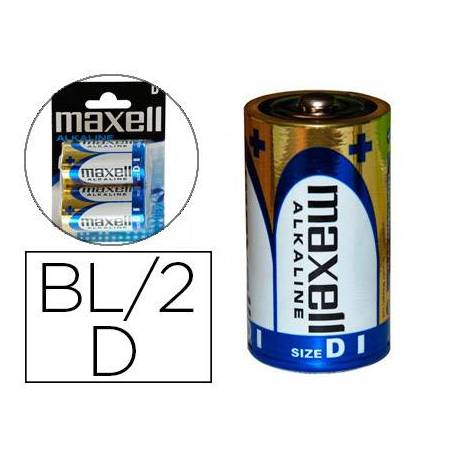 Pilas Maxell Alcalina 1.5 V D LR20 Blister de 2 unidades