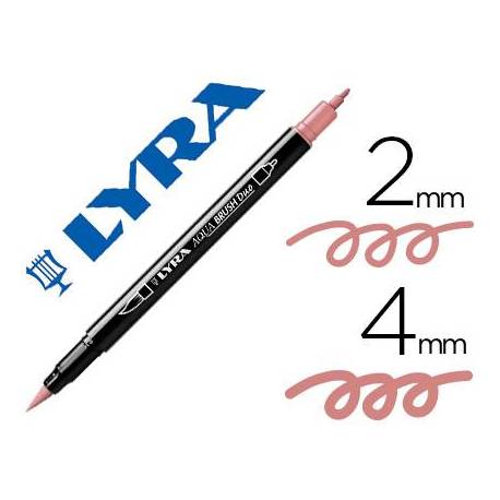 Rotulador Lyra aqua brush acuarelable doble punta fina y pincel rosa carmin