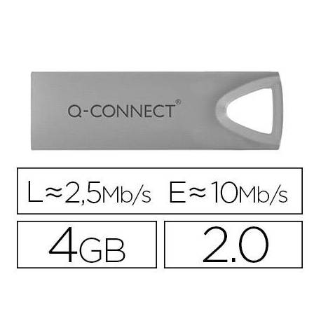 Memoria usb 4 Gb Q-CONNECT 2.0 Flash Premium Plateado