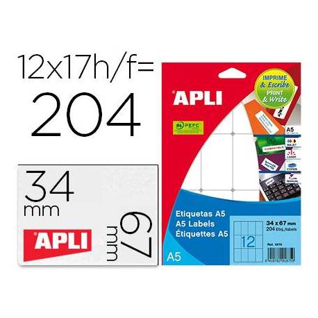 Etiqueta adhesiva marca Apli 01861 12x30 mm