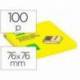 Bloc de notas adhesivas marca Q-connect 75x75 mm 100 hojas amarillo neon Zig-Zag