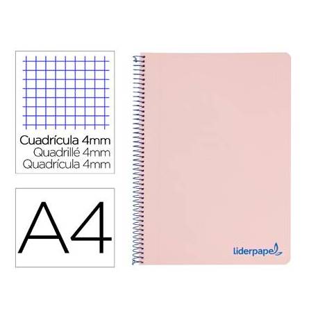 Bloc Liderpapel Din A4 wonder cuadrícula 4mm tapa polipropileno 90 gr color rosa
