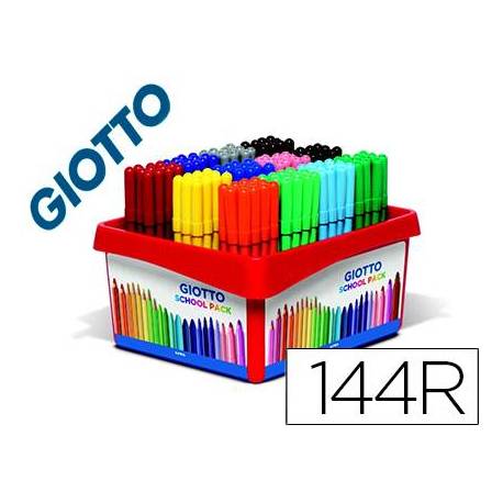 Rotulador marca Giotto turbo Schoolpack 12 colores surtidos. Caja 144 rotuladores
