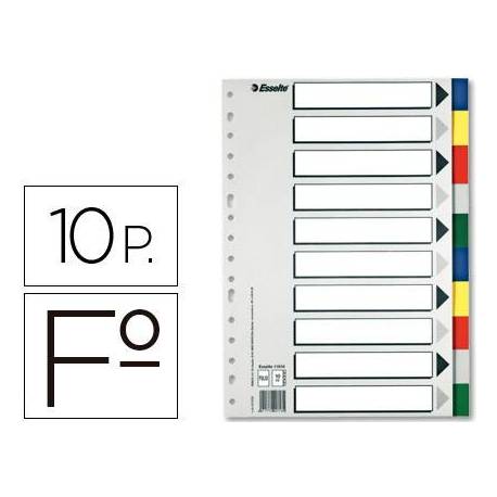Separadores plastico Esselte Folio juego de 10 colores
