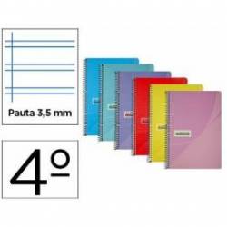 Cuaderno espiral papercop cuarto tapa plástico 80 hojas de 90gr/m2 pauta 3,5mm con margen (NO SE PUEDE ELEGIR COLOR)