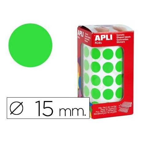 Gomets Apli circulares color verde 15mm