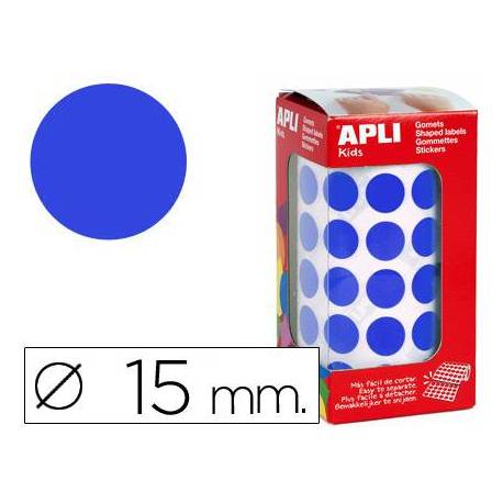 Gomets Apli circulares color azul 15mm