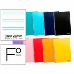 Cuaderno espiral Liderpapel folio Tapa blanda 80h 60gr pauta 2,5mm Con margen Colores surtidos (no se puede elegir)