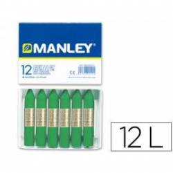 Lapices cera blanda Manley caja 12 unidades verde primavera