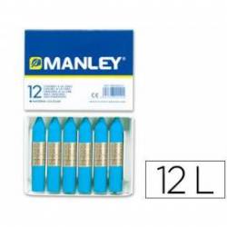 Lapices cera blanda Manley caja 12 unidades azul cobalto