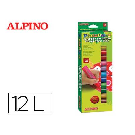 Tempera en barra Alpino caja de 12 Colores Surtidos