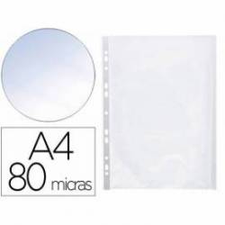 Funda multitaladro marca Q-Connect Din A4 80 mc cristal caja de 25 ud
