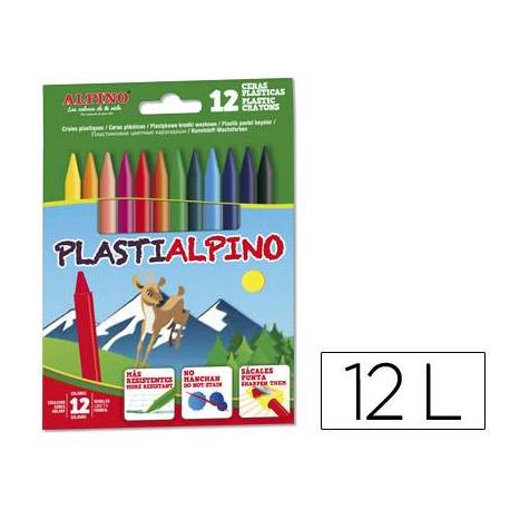 Lapices cera PlastiAlpino caja de 12 unidades colores surtidos