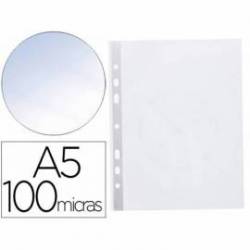 Funda multitaladro de plastico Q-Connect Din A5 100 micras cristal bolsa de 10