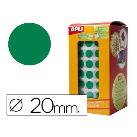Gomets Apli circulares color verde 20mm