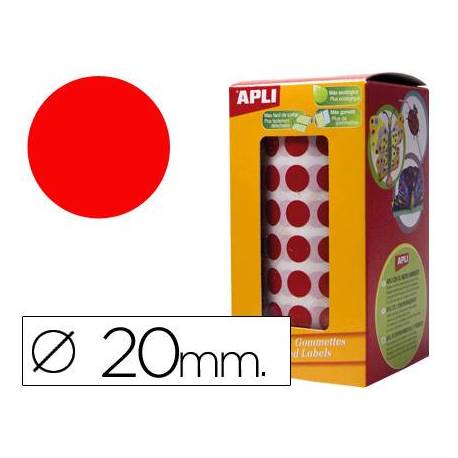 Gomets Apli circulares color rojo 20mm
