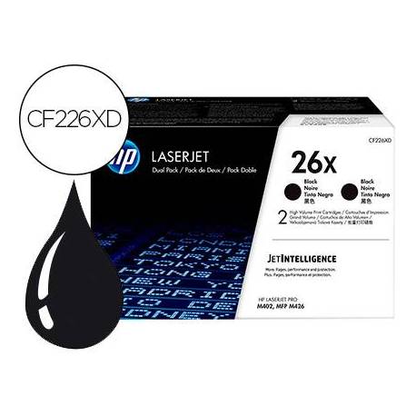 TONER HP LASERJET PRO 26X M402 MFP M426 NEGRO PACK DE 2 UNIDADES 9000 PAGINAS