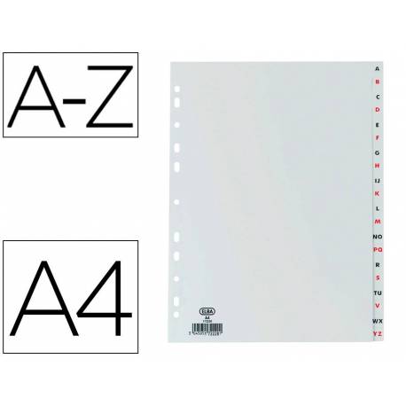 Separador alfabetico Elba plástico Folio 16 taladros en color gris