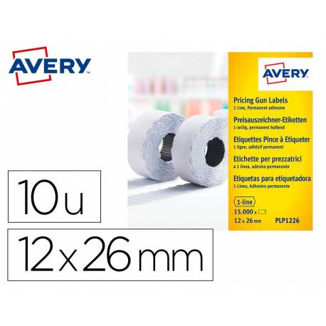 Etiquetas adhesivas Avery Permanentes 26x12 mm Blanca rollo de 1500 unidades