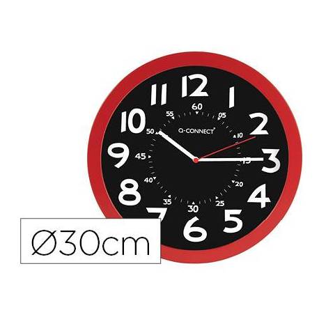 Reloj de pared de Q-Connect rojo 30 cm