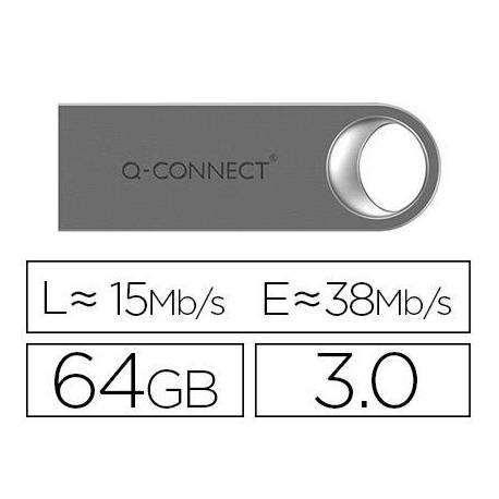 Memoria usb 64 Gb Q-CONNECT 3.0 Flash Premium Plateado