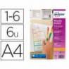Separadores Avery DIN A4 Polipropileno Imprimibles 6 Pestañas de Colores Surtidos