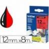 Cinta Brother TZ-431 12mm (ancho) x 8m (largo) laminada negro/rojo