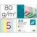 Papel color marca Liderpapel A4 80 g/m2 Colores Surtidos 500 hojas