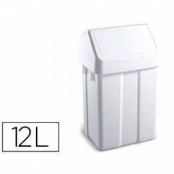 Papelera contenedor TTS Plástico con tapadera 12 L color Blanca