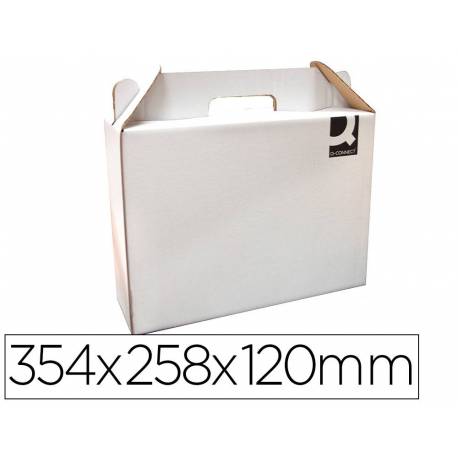 Caja Maletín de Cartón Q-connect para Embalar 35x25,5x11,8 cm con Asa