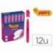 MARCADOR DE CERA GEL JOVI FLUORESCENTE ROSA CAJA DE 12 UNIDADES