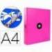 Carpeta 4 anillas 40 mm Liderpapel Antartik A4 color rosa carton forrado