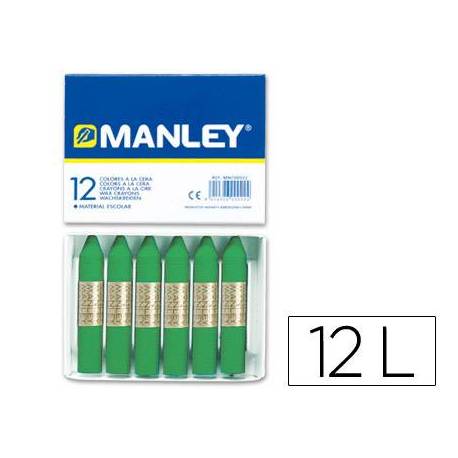 Lapices cera blanda Manley caja 12 unidades verde primavera