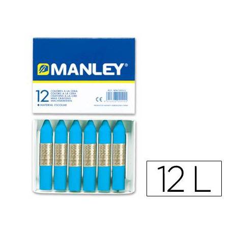 Lapices cera blanda Manley caja 12 unidades azul cobalto