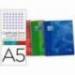 Bloc Oxford Din A5 tapa plastico microperforado 120 hojas cuadricula 5 mm color azul