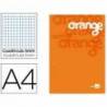 Recambio encolado Liderpapel din A4 4 taladros 100gr cuadrícula 5mm naranja